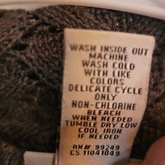 Catherines Black Chevron Cardigan Sweater 3X Open Front Semi Sheer Plus Size - Picture 8 of 8